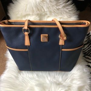 Dooney & Bourke Navy Leather Shoulder Bag (Fits 16” Laptop)